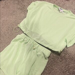 Princess Polly Light Green High Waist Shorts
